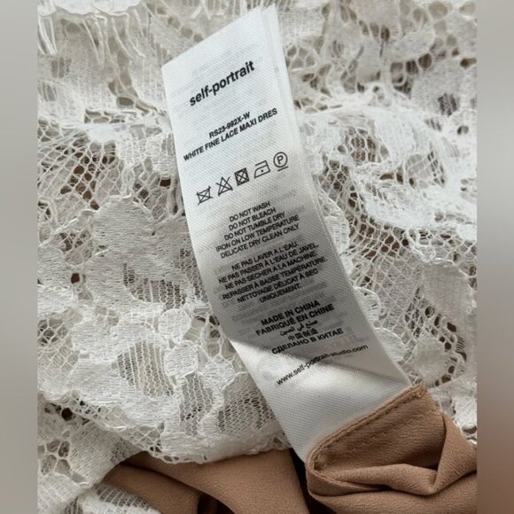 🆕 SELF-PORTRAIT 🧿 NWOT Crystal Trimmed White Fine Lace Maxi Dress, Sz US8 UK12 - Picture 14 of 16
